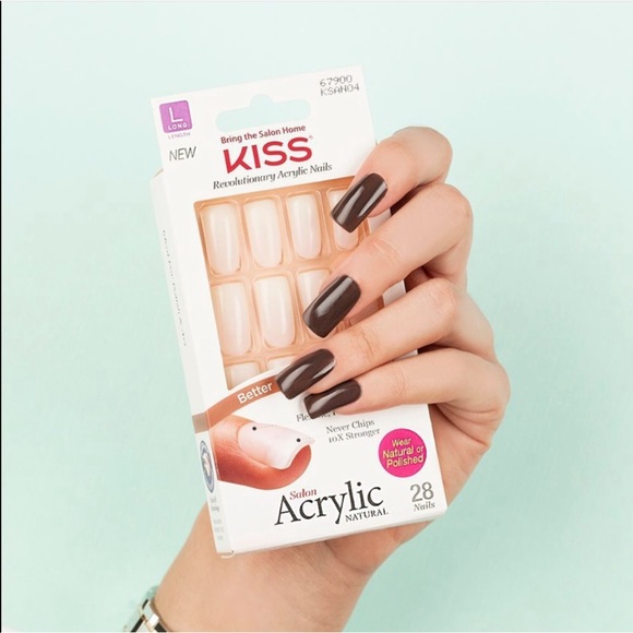 Kiss Long Length Salon Acrylic Natural Nails Kit Bundle Almond & Square Shape - Picture 10 of 10